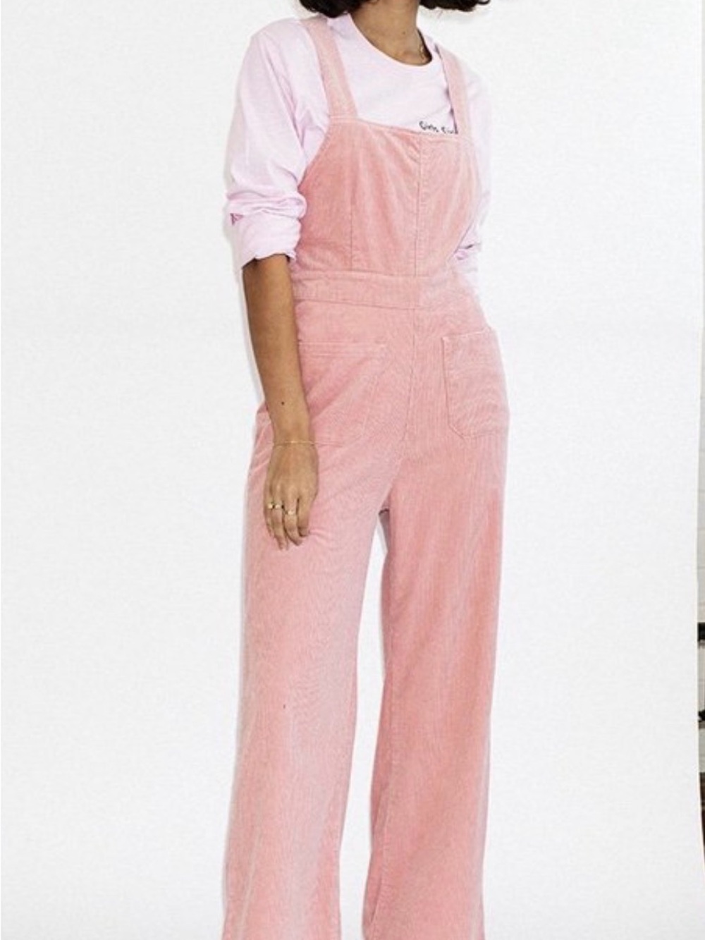 ROLLA'S Pink Corduroy Wide-Leg Overalls
